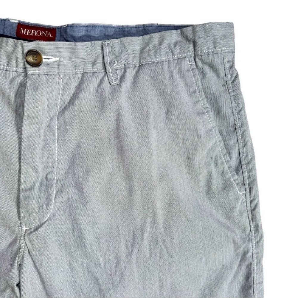 Merona Men's Blue/White Striped Chino Shorts Size 36 - Picture 4 of 11